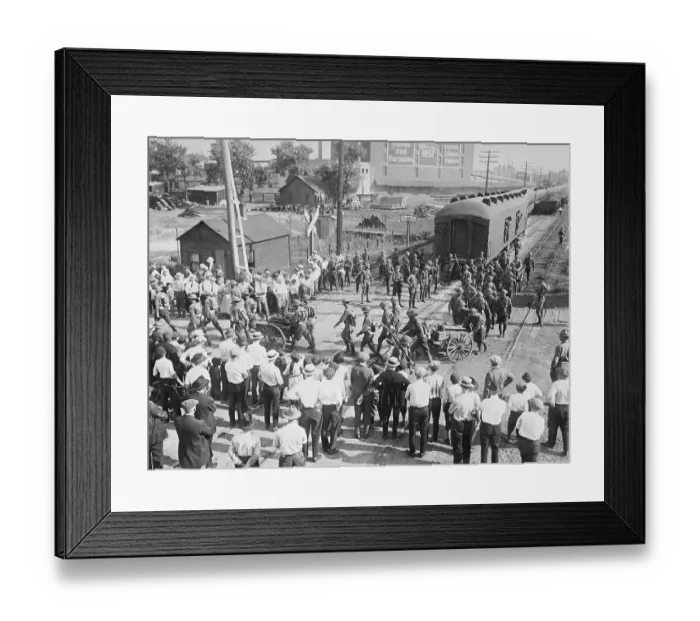 Framed Print : Soldiers Guarding Railroad During Labor Strike Framed Print : Soldiers Guarding Railroad During Labor Strike