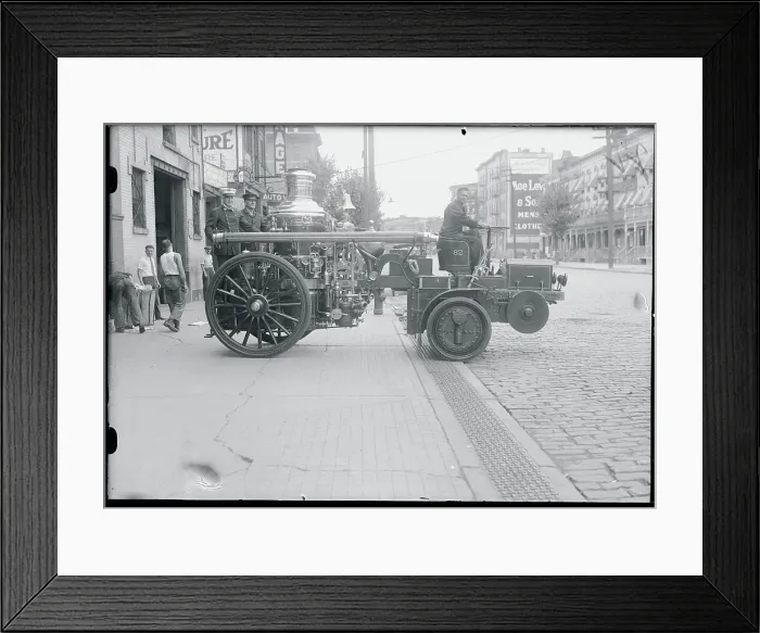 Framed Print : Firemen and Fire Engine Framed Print : Firemen and Fire Engine