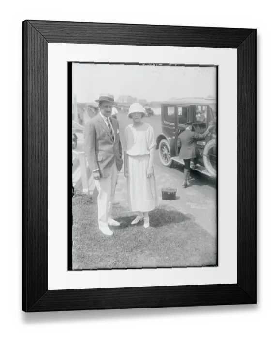 Framed Print : Socialite Couple near Chauffeured Car Framed Print : Socialite Couple near Chauffeured Car