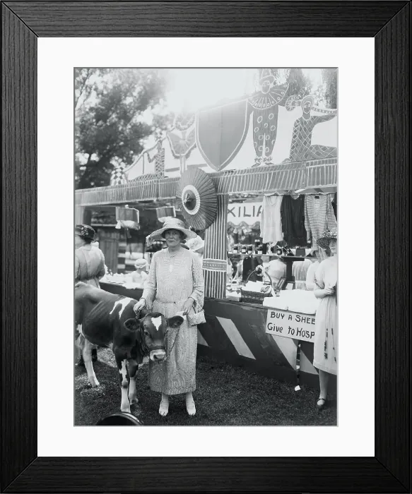 Framed Print : Woman and Cow at Fair Framed Print : Woman and Cow at Fair