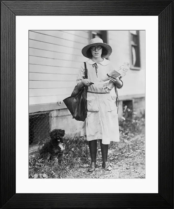 Framed Print : Postal Worker with Her Dog Framed Print : Postal Worker with Her Dog