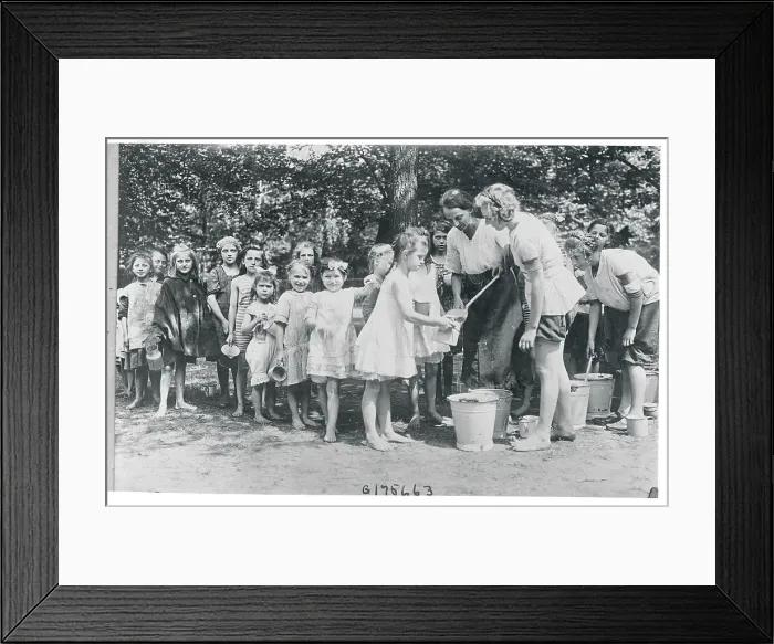 Framed Print : Children Lining Up for Lunch Framed Print : Children Lining Up for Lunch