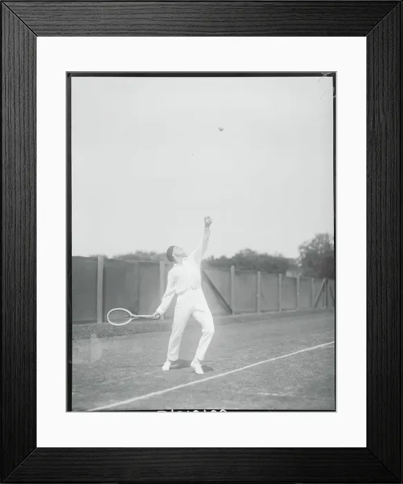 Framed Print : Jean Borotra Serving in Tennis Match Framed Print : Jean Borotra Serving in Tennis Match