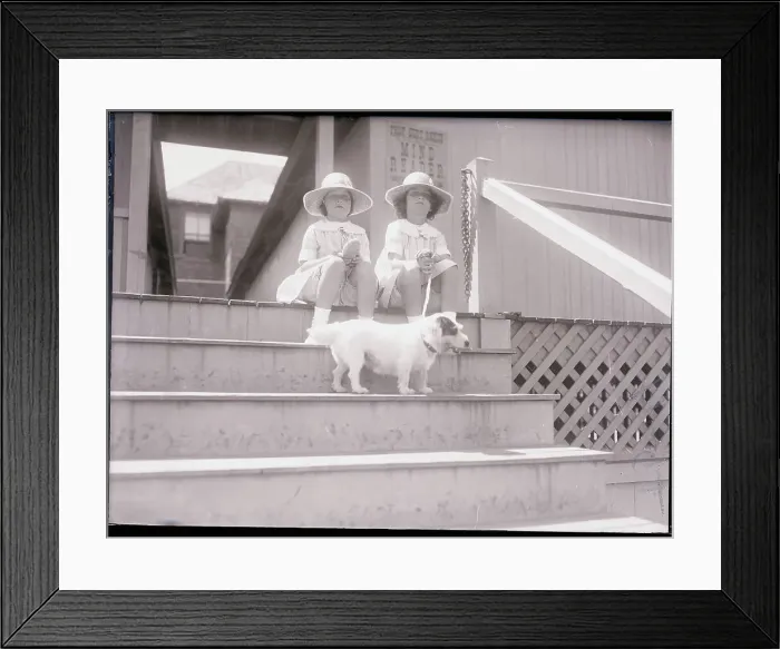 Framed Print : Two Sisters and Their Dog Framed Print : Two Sisters and Their Dog