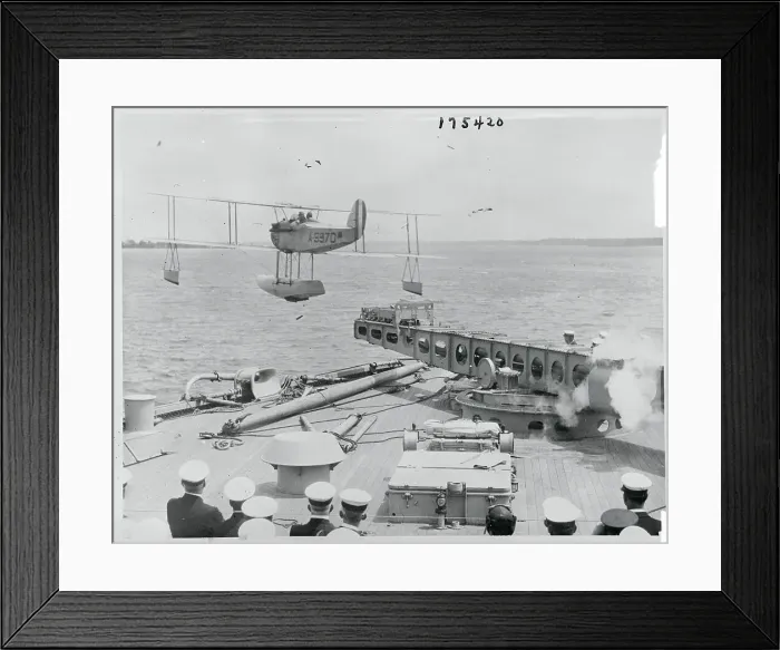 Framed Print : Aircraft Carrier Launching Aircraft Via Steam Catapult