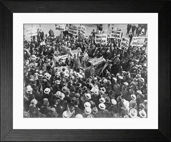 Framed Print : Massive Crowd at Senator Hiram Johnson's Speech Framed Print : Massive Crowd at Senator Hiram Johnson's Speech