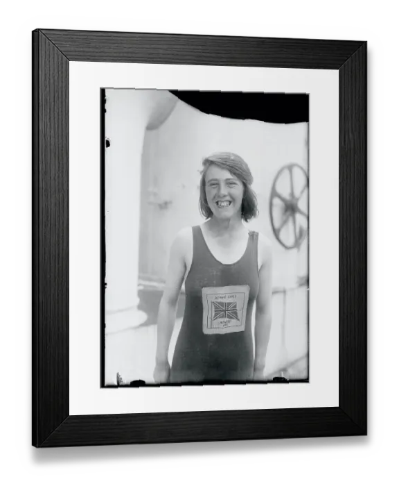 Framed Print : Olympian Hilda James Smiling on Liner Framed Print : Olympian Hilda James Smiling on Liner