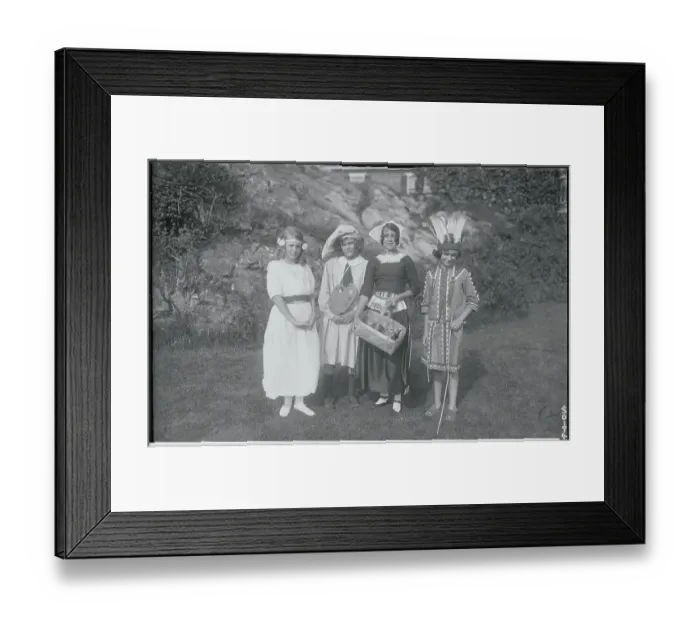 Framed Print : Youngsters in Costume Posing Outdoors Framed Print : Youngsters in Costume Posing Outdoors
