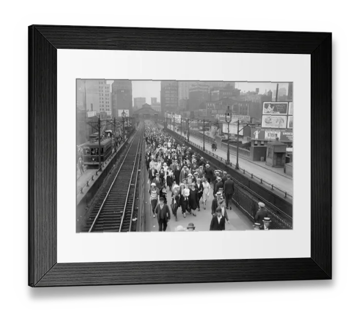 Framed Print : Crowd Traveling by Foot over Bridge Framed Print : Crowd Traveling by Foot over Bridge
