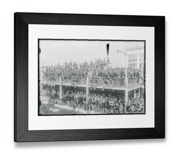 Framed Print : Crowd of People in Bathing Suits Framed Print : Crowd of People in Bathing Suits