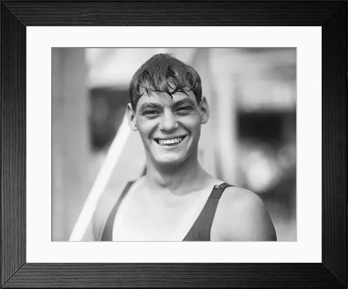 Framed Print : A Smiling Johnny Weismuller Framed Print : A Smiling Johnny Weismuller