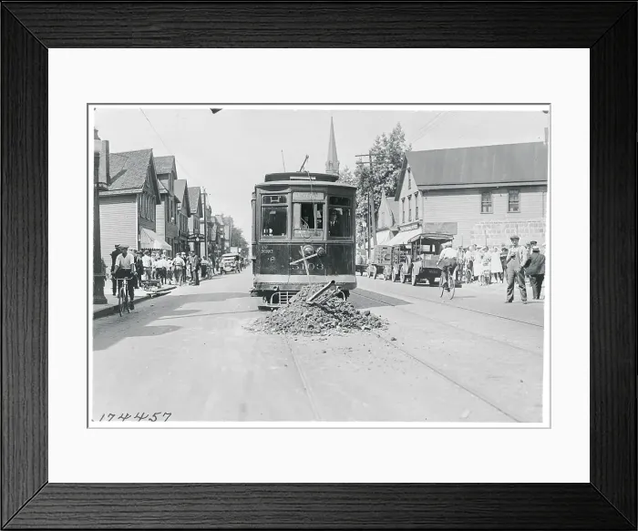 Framed Print : Obstruction of Street Car During Strike Framed Print : Obstruction of Street Car During Strike