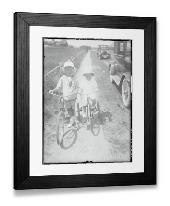 Framed Print : Young Brothers out for Bicycle Rides Framed Print : Young Brothers out for Bicycle Rides