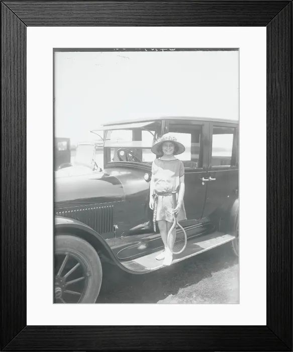 Framed Print : Woman Posing with Tennis Racket Framed Print : Woman Posing with Tennis Racket