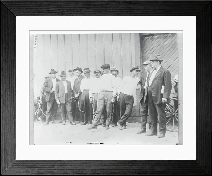Framed Print : Detectives with Chained suspects Framed Print : Detectives with Chained suspects