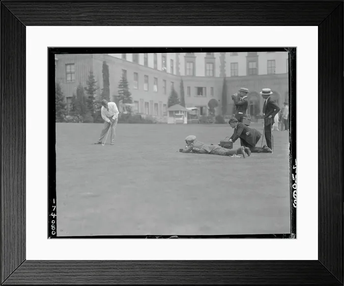 Framed Print : Reporters with Gene Sarazen on Golf Course Framed Print : Reporters with Gene Sarazen on Golf Course