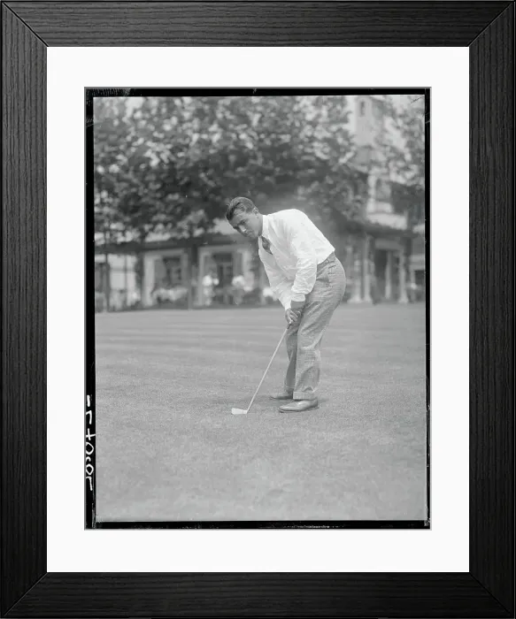 Framed Print : Gene Sarazen Putting on Golf Course Framed Print : Gene Sarazen Putting on Golf Course