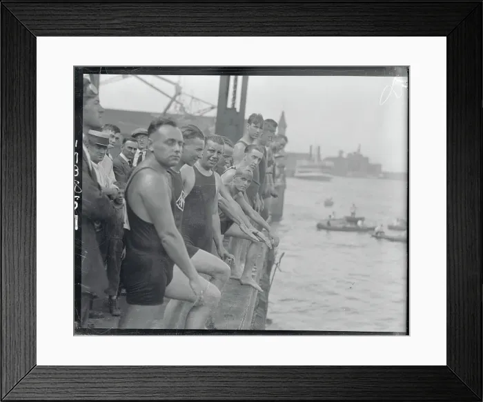 Framed Print : Swimmers on Railing Framed Print : Swimmers on Railing