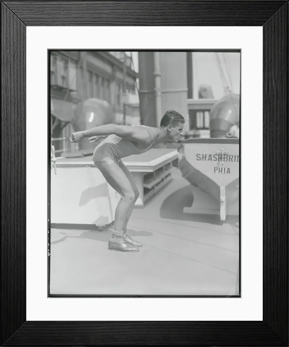 Framed Print : Swimmer in Profile Diving Position Framed Print : Swimmer in Profile Diving Position