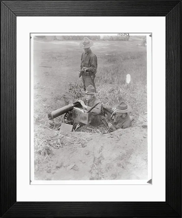 Framed Print : National Guardsmen Using Machine Gun Framed Print : National Guardsmen Using Machine Gun