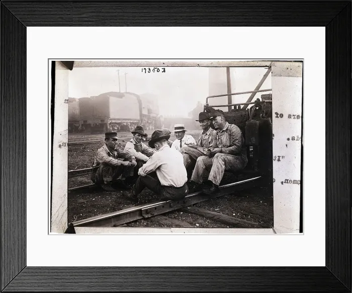 Framed Print : Union Men Talking In Train Yard