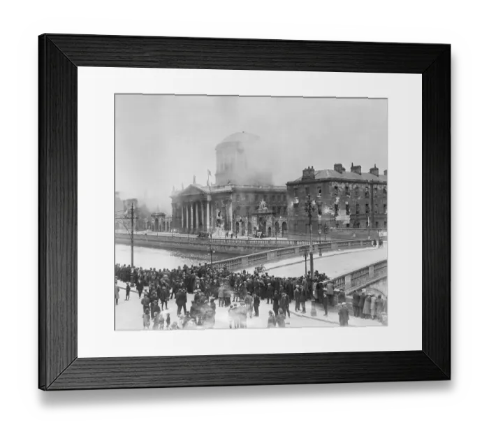 Framed Print : Crowd Watching the Burning of Four Courts Building Framed Print : Crowd Watching the Burning of Four Courts Building