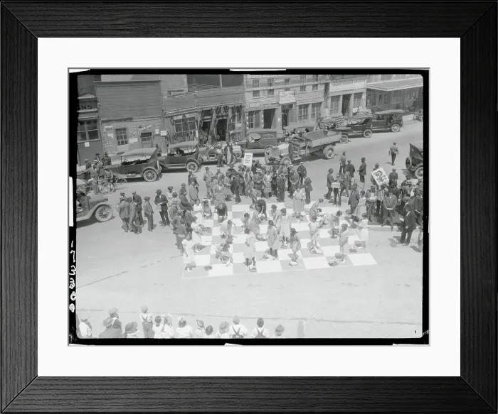 Framed Print : Girls Playing Checkers on Large Checkerboard