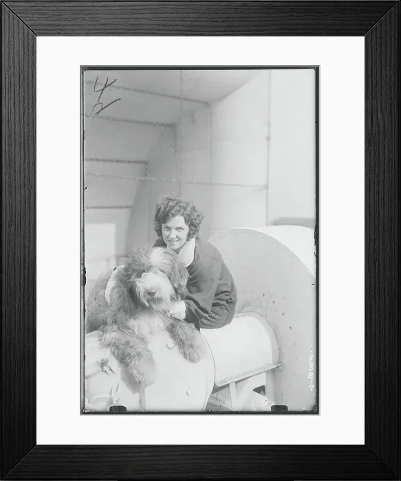 Framed Print : Woman with a Pet Dog Framed Print : Woman with a Pet Dog