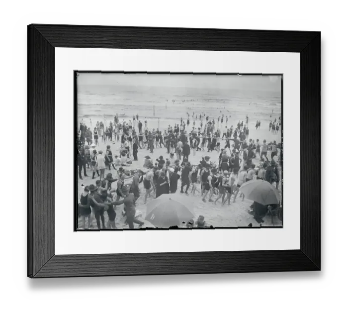 Framed Print : People Dancing in Congo Line at Beach Framed Print : People Dancing in Congo Line at Beach