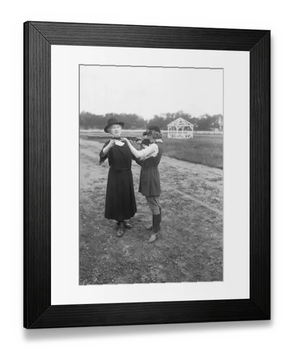 Framed Print : Annie Oakley Instructing Dorothy Stone Framed Print : Annie Oakley Instructing Dorothy Stone