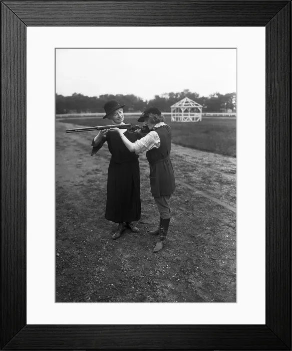 Framed Print : Annie Oakley Instructing Colleague How to Shoot Framed Print : Annie Oakley Instructing Colleague How to Shoot