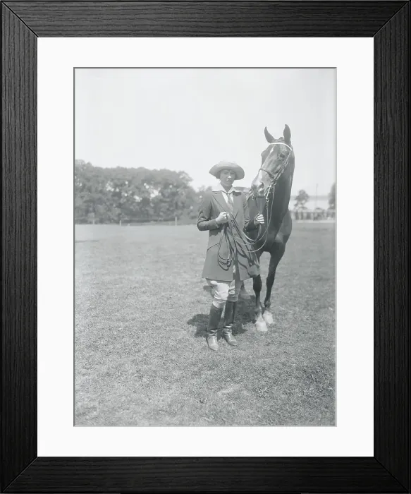 Framed Print : Socialite Holding Horse's Reins Framed Print : Socialite Holding Horse's Reins