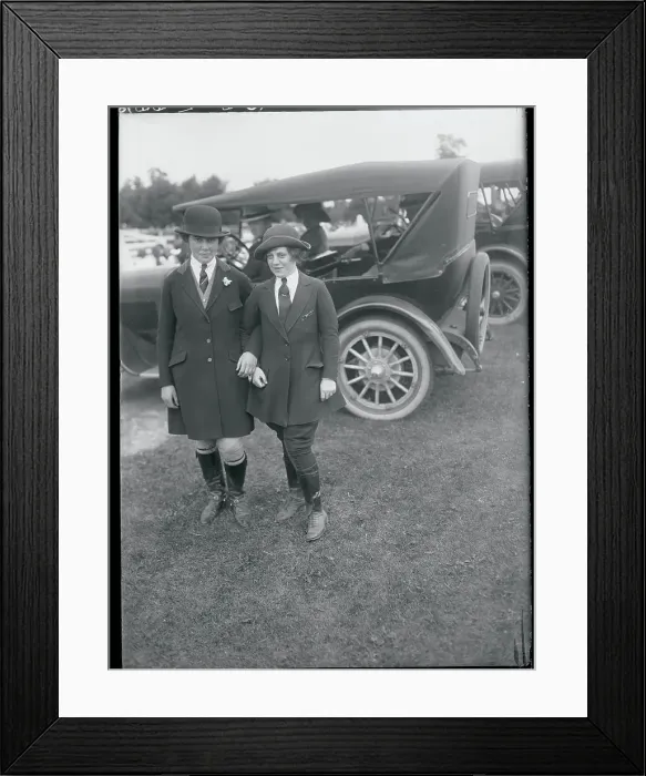 Framed Print : Socialites Strolling Past an Automobile Framed Print : Socialites Strolling Past an Automobile
