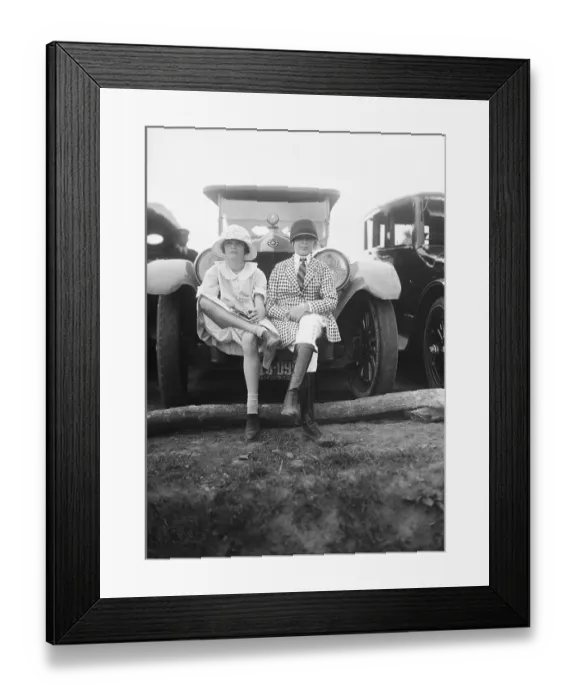 Framed Print : Children Posing on Front of Automobile Framed Print : Children Posing on Front of Automobile