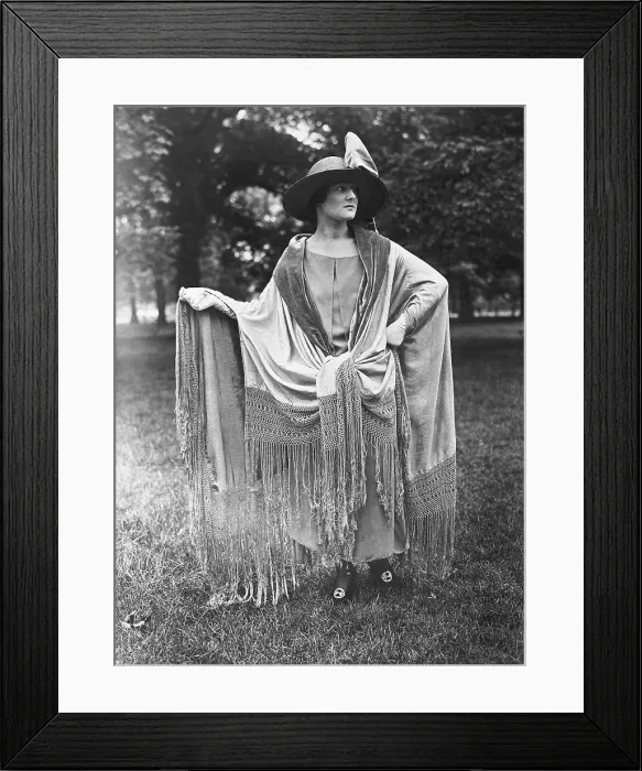 Framed Print : Woman Modeling a Spanish Shawl Framed Print : Woman Modeling a Spanish Shawl