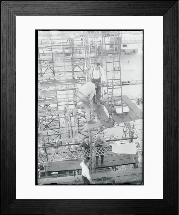 Framed Print : Men Working with Air Ship Materials Framed Print : Men Working with Air Ship Materials