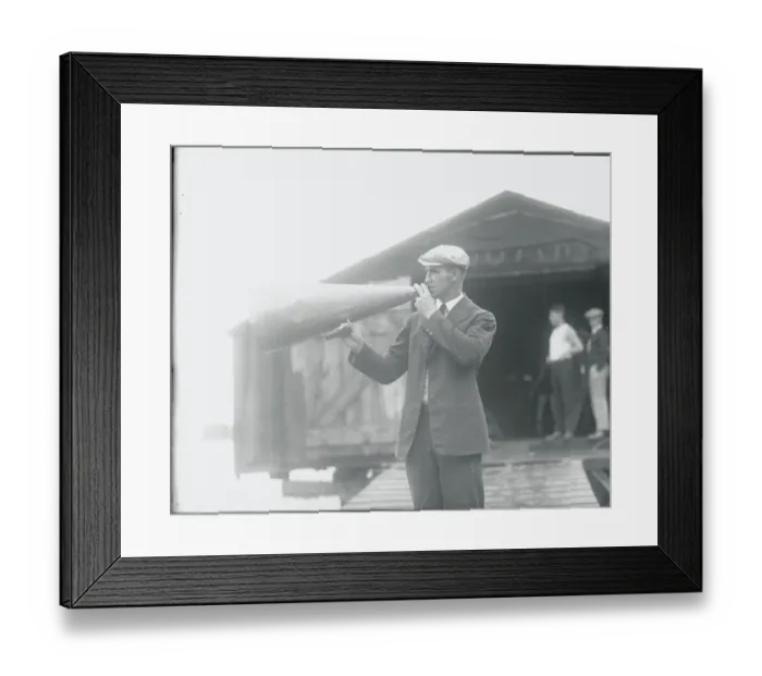 Framed Print : Crew Coach Using a Megaphone Framed Print : Crew Coach Using a Megaphone