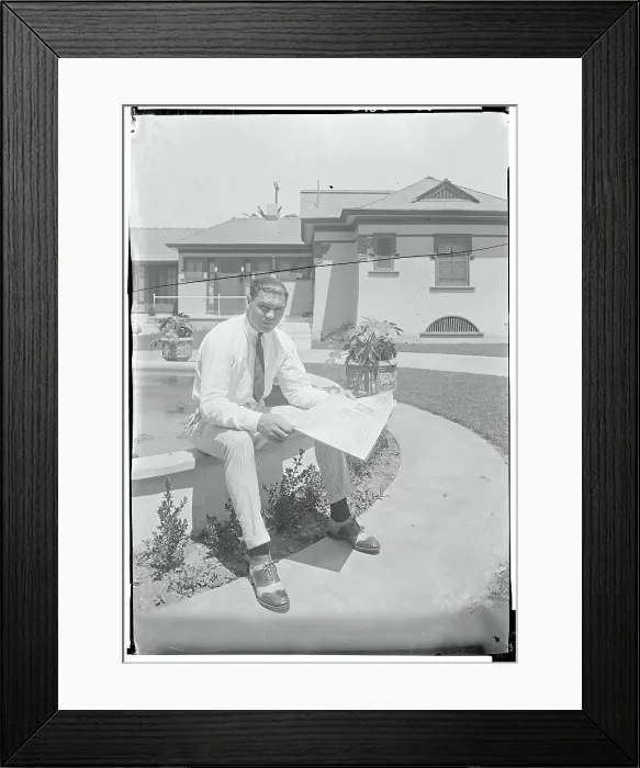 Framed Print : Jack Dempsey Reading the Paper Framed Print : Jack Dempsey Reading the Paper