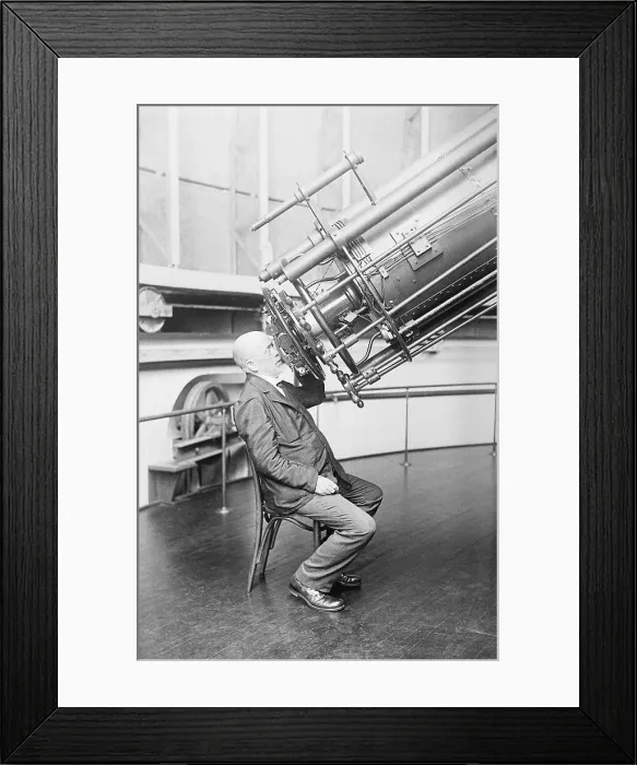 Framed Print : Astronomer Asaph Hall, Jr. Looking Through Telescope