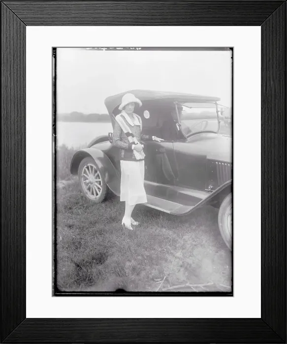 Framed Print : Mrs. William Fleitman Posing with Car Framed Print : Mrs. William Fleitman Posing with Car
