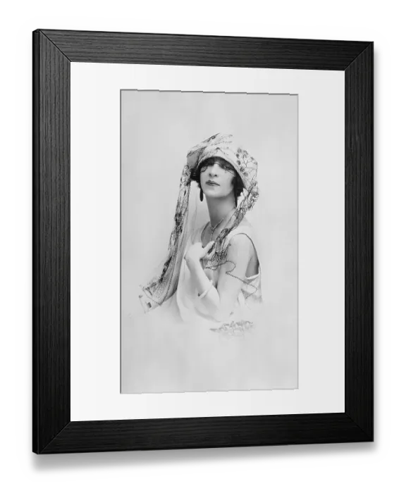 Framed Print : Woman Modeling Hat with Lace Framed Print : Woman Modeling Hat with Lace
