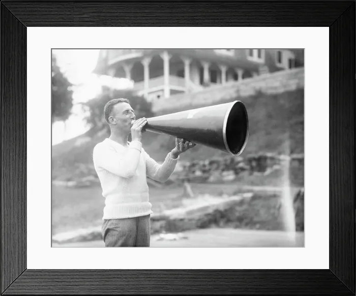 Framed Print : Man Using a Megaphone Framed Print : Man Using a Megaphone