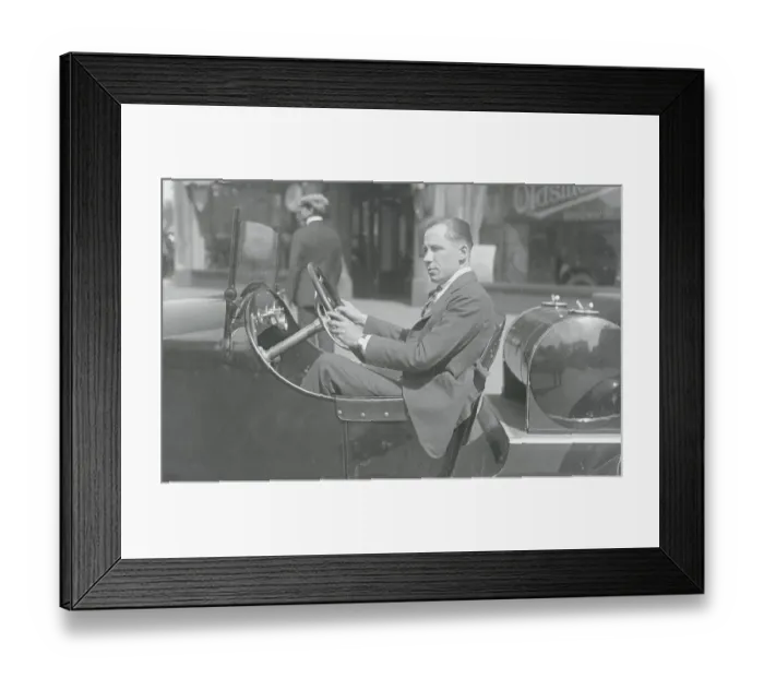 Framed Print : J.E. Murphy Driving His Car Framed Print : J.E. Murphy Driving His Car