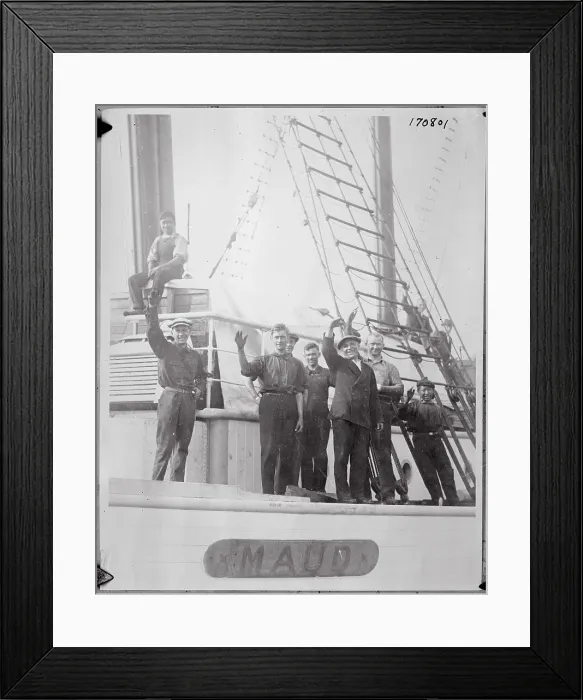 Framed Print : Crew of Maud Waving Framed Print : Crew of Maud Waving