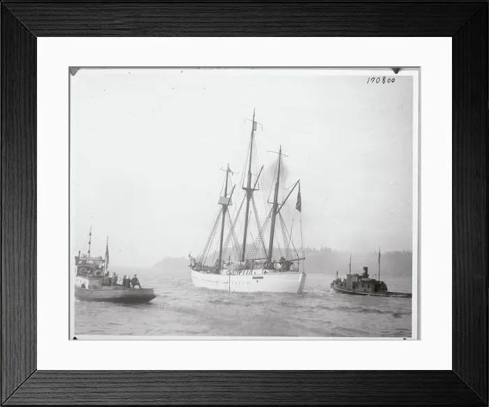 Framed Print : Roald Amundsen's Ship Leaving Harbor Framed Print : Roald Amundsen's Ship Leaving Harbor