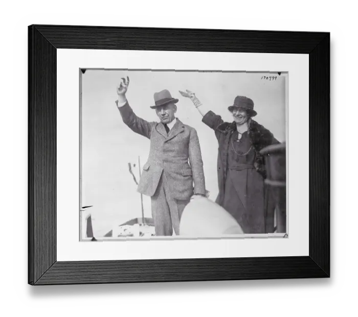 Framed Print : Roald Amundsen and Mrs. H.H. Hammer Waving Framed Print : Roald Amundsen and Mrs. H.H. Hammer Waving