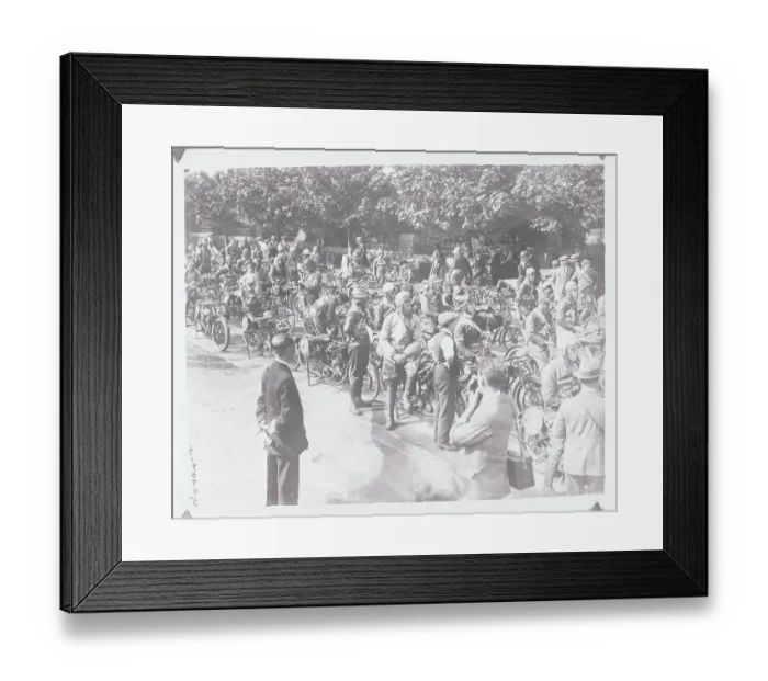 Framed Print : Cyclists Gathering for Race Framed Print : Cyclists Gathering for Race