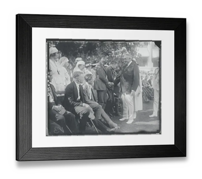 Framed Print : President Harding Greeting Veteran