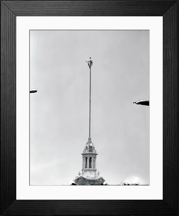 Framed Print : Men Working on Steeple Framed Print : Men Working on Steeple