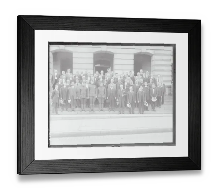 Framed Print : Ukrainian Group Posing Outside Building Framed Print : Ukrainian Group Posing Outside Building